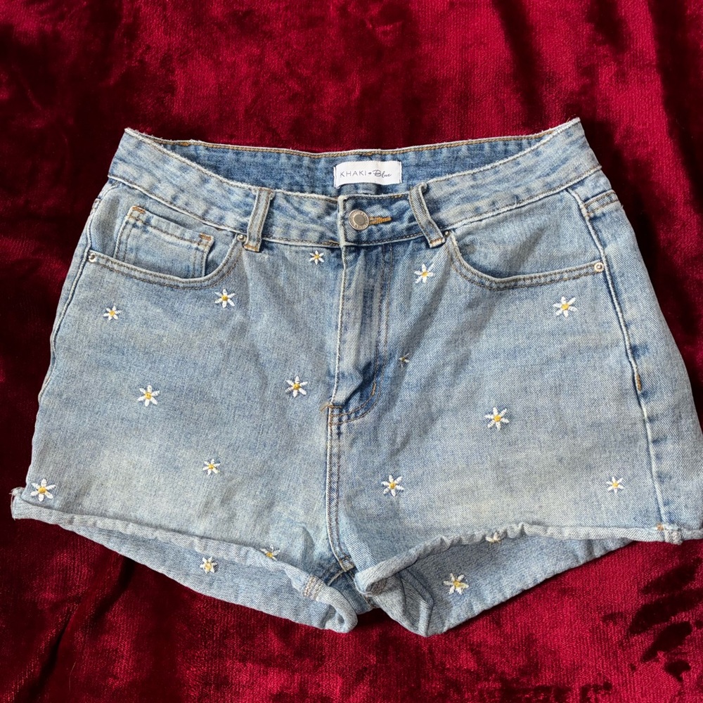 Embroidered Denim Shorts